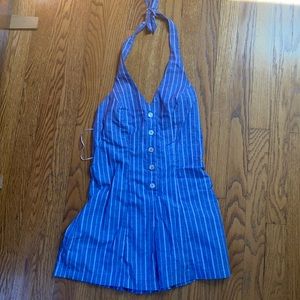 Blue and White Stripped Romper - Chambray - Coastal